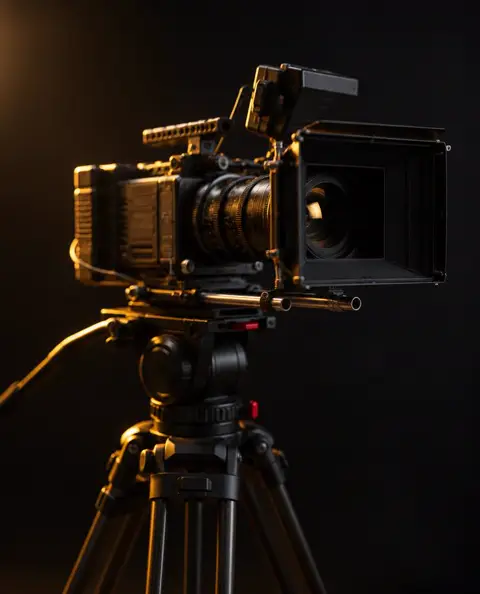 Cinema camera on a tripod
