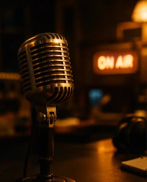 Broadcast microphone with an ON AIR sign